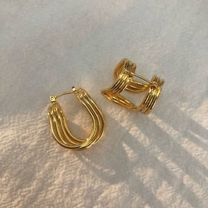 18K Gold Plated Organic Wavy Infinity Wired Hoops Earrings